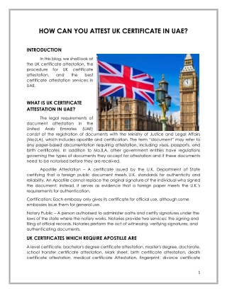 HOW CAN YOU ATTEST UK CERTIFICATE IN UAE