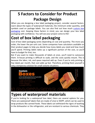 5 Factors to Consider for Product Package Design