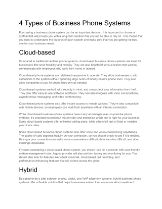 4 Types of Business Phone Systems