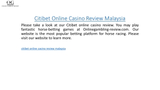 Citibet Online Casino Review Malaysia  Onlinegambling-review.com