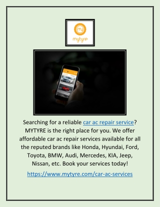 Car Ac Repair Services | Mytyre.com