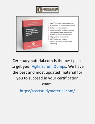 Agile Scrum Dumps | Certstudymaterial.com