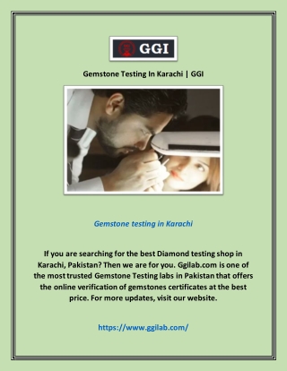 Gemstone Testing In Karachi | GGI