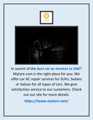 Best Car Ac Services In UAE | Mytyre.com