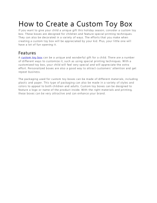 How to Create a Custom Toy Box