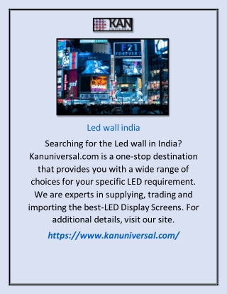 Led Wall India | Kanuniversal.com