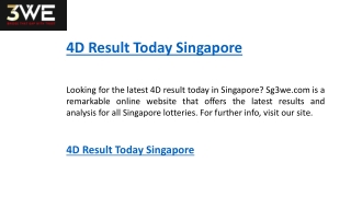 4d Result Today Singapore   Sg3we.com