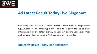 4d Latest Result Today Live Singapore   Sg3we.com