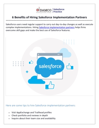 6 Benefits of Hiring Salesforce Implementation Partners