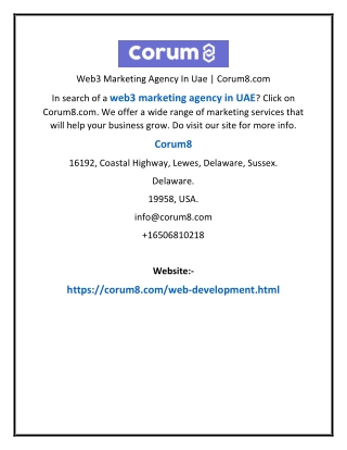 Web3 Marketing Agency In Uae | Corum8.com