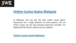 Online Casino Game Malaysia   3wemy.net