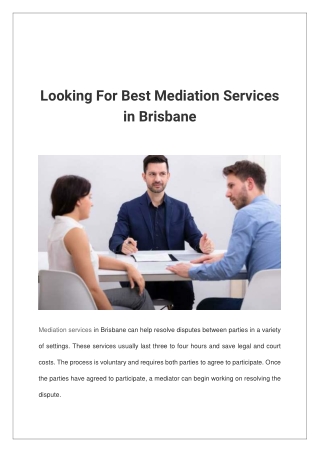 Looking For Best Mediation Services in Brisbane