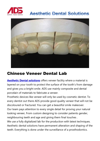 Chinese Veneer Dental Lab