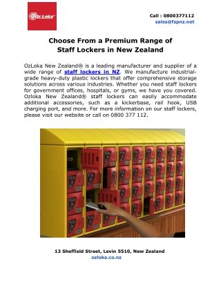 Choose From a Premium Range of Staff Lockers in New Zealand