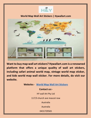 World Map Wall Art Stickers | Hywallart.com