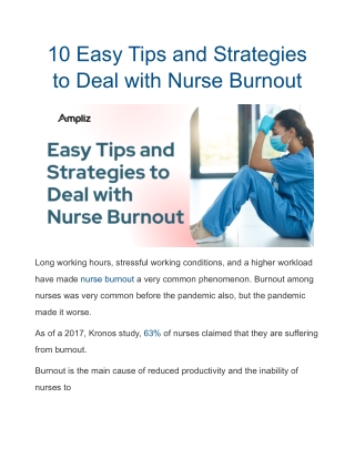 10 Easy Tips and Strategies to Deal with Nurse Burnout