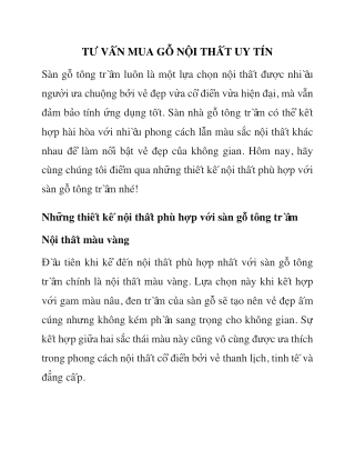 Tư vấn mua gỗ nội thất uy tín