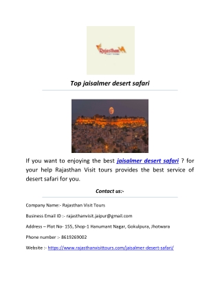Top jaisalmer desert safari