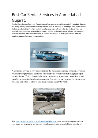 Best car rental service in ahmedabad Gujarat