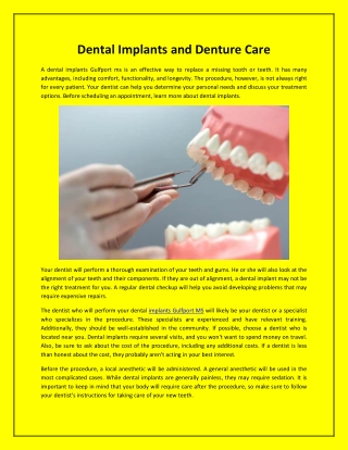 Dental Implants and Denture Care