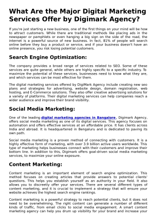 What Are the Major Digital Marketing Services Offer by Digimark Agency