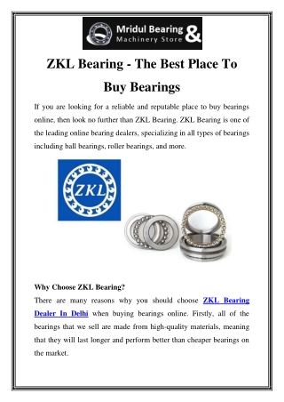 ZKL Bearing Dealer In Delhi Call-9870270651