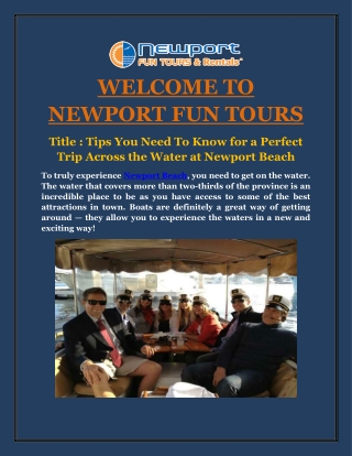 Newport Beach Boat Rentals: Tips for a Perfect Trip Across the Water