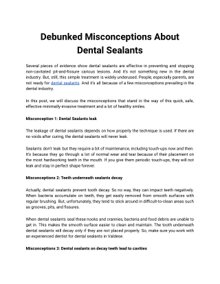Debunked Misconceptions About Dental Sealants