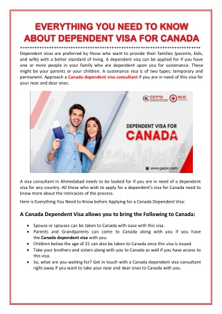 Everything You Need to Know about Dependent Visa for Canada