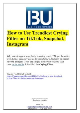 How to Use Trendiest Crying Filter on TikTok, Snapchat, Instagram