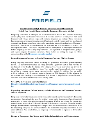 Frequency Converter Market Size, Status and Industry Outlook During 2022 to 2029