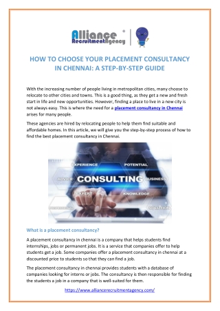 Top Placement Consultancy In Chennai