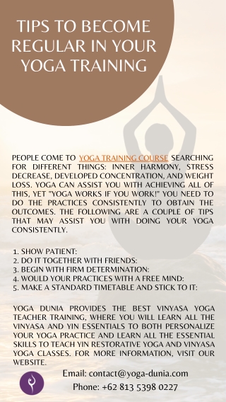 Tips to Become Regular in Your Yoga Training