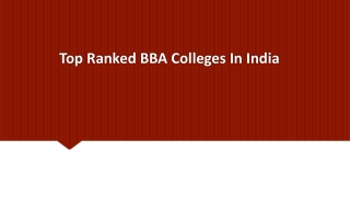 Top Ranked BBA Colleges In India