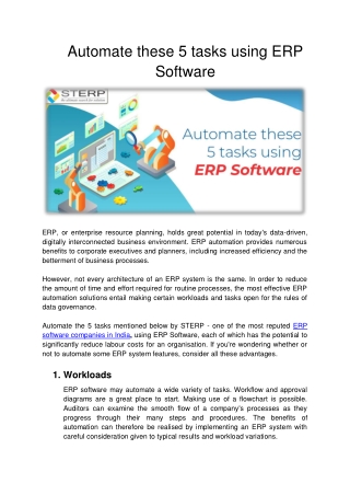 Automate these 5 tasks using ERP Software