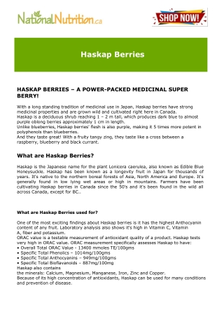 Haskap Berries