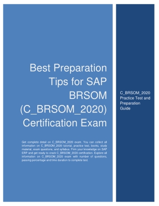 Best Preparation Tips for SAP BRSOM (C_BRSOM_2020) Certification Exam