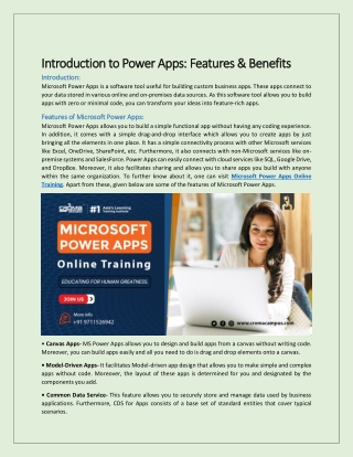 Introduction to Power Apps: Features & Benefits