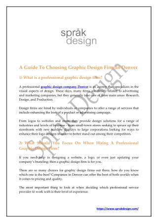 A Guide To Choosing Graphic Design Firm In Denver