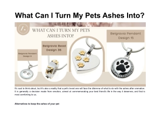 What Can I Turn My Pets Ashes Into?