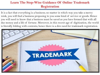 Learn The Step-Wise Guidance Of Online Trademark Registration