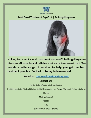 Root Canal Treatment Cap Cost | Smile-gallery.com