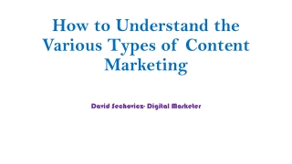 How to Understand the Various Types of Content Marketing- David Sechovicz