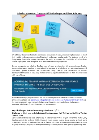 Salesforce DevOps - Common CI/CD Challenges and Their Solutions