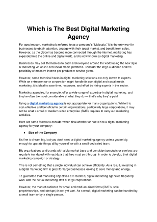 Which is The Best Digital Marketing Agency