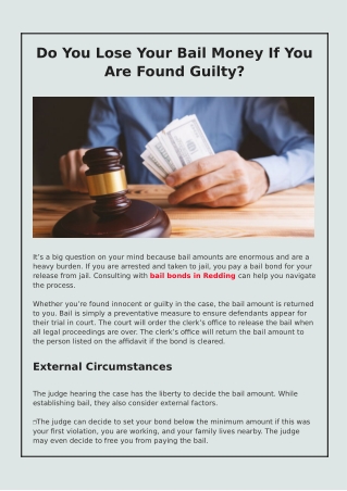 Is Your Bail Money Lose If You're Found guilty?