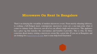 Microwave On Rent In Bangalore
