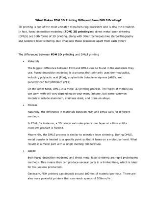 What Makes FDM 3D Printing Different from DMLS Printing
