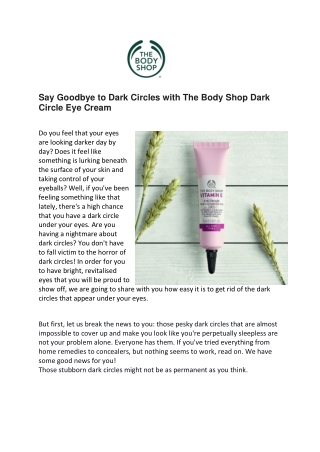 Say Goodbye to Dark Circles with The Body Shop Dark Circle Eye Cream