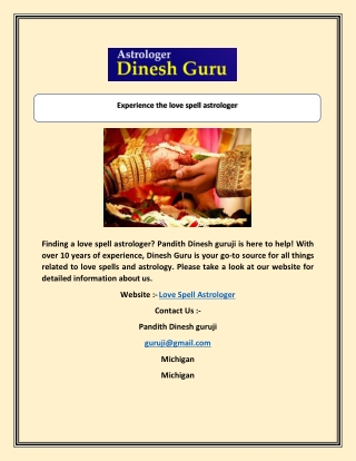 Experience the love spell astrologer